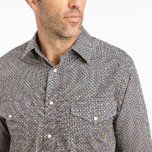 Ariat Men's Patterned Shirt - Blue and Brown- Size XXL